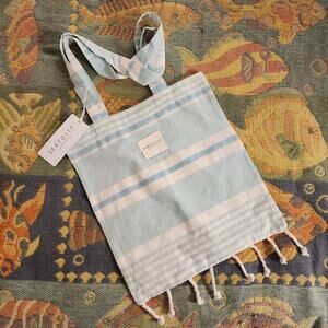 Seafolly Cotton and Linen Striped Bag in Blue Mist